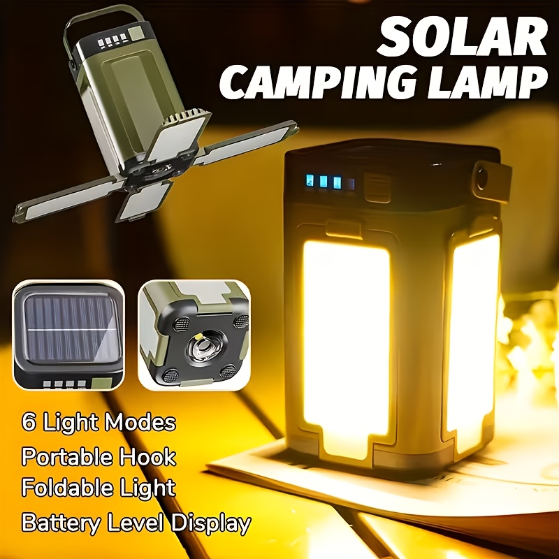 Outdoor Camping Lampe - Zonne-aangedreven draagbare campinglamp, opvouwbaar, 2000mah powerbank,