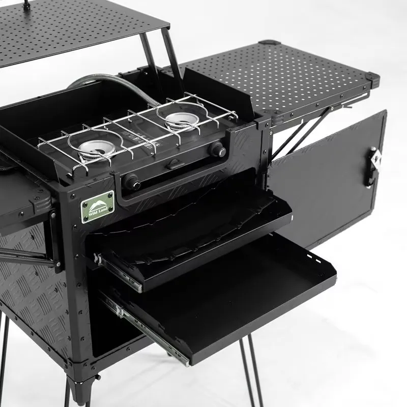 Outdoor Camping Kitchen Setup - Luxe Familiekampeerkeuken Set met Dubbel Kooktoestel,