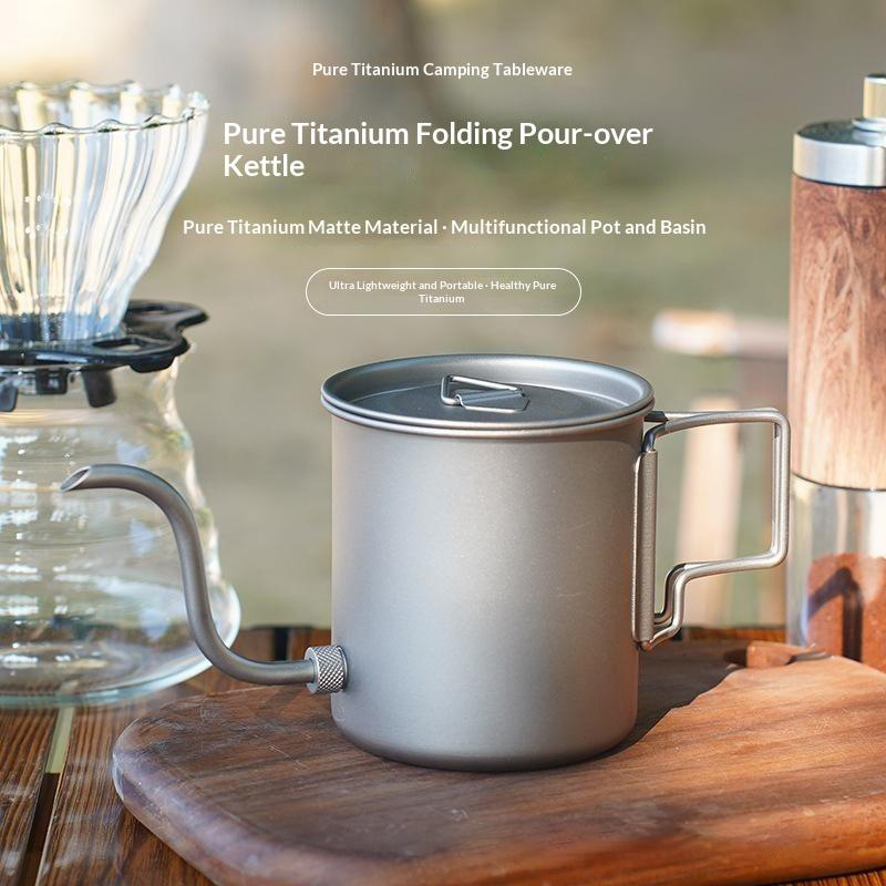 Outdoor Camping Kettle - Pure titanium gooseneck pour-over koffiekan met