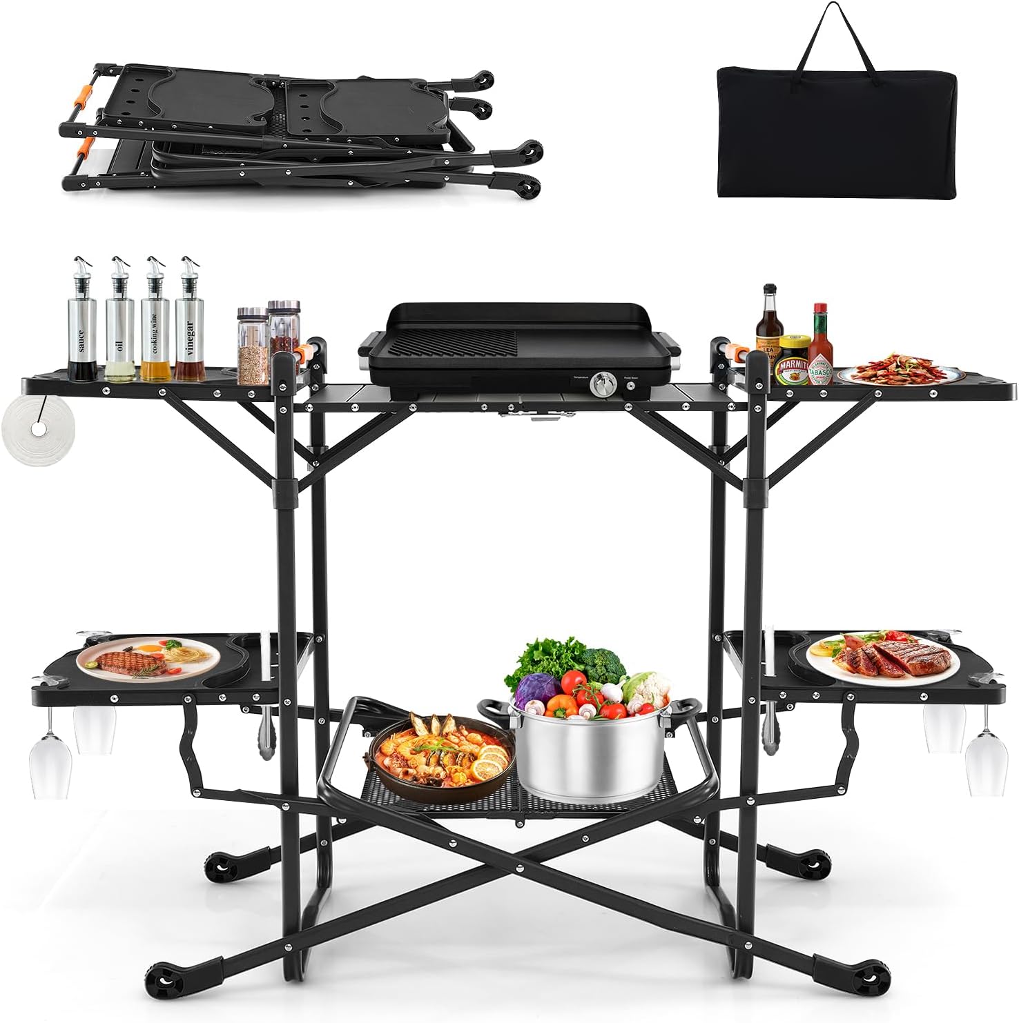 Outdoor Camping Kitchen Setup - Draagbare opvouwbare kooktafel voor buiten met