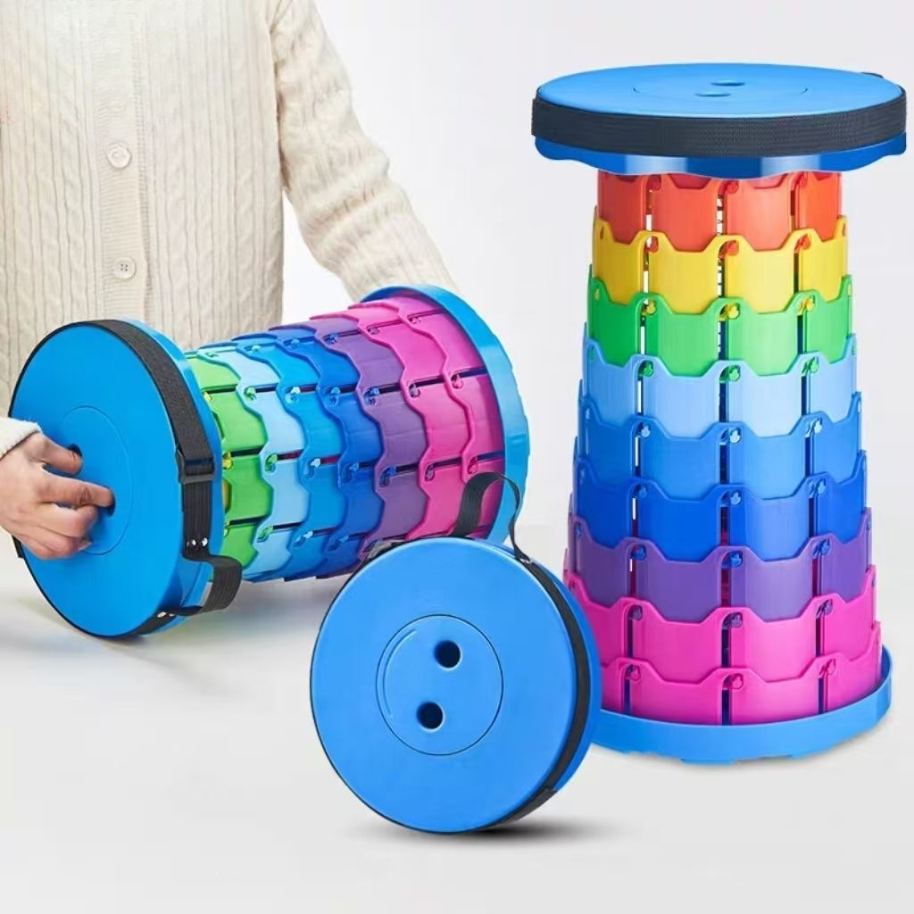 Folding Chair - Regenboog Telescopische Campingkruk Draagbaar Verdikt Opklapbaar