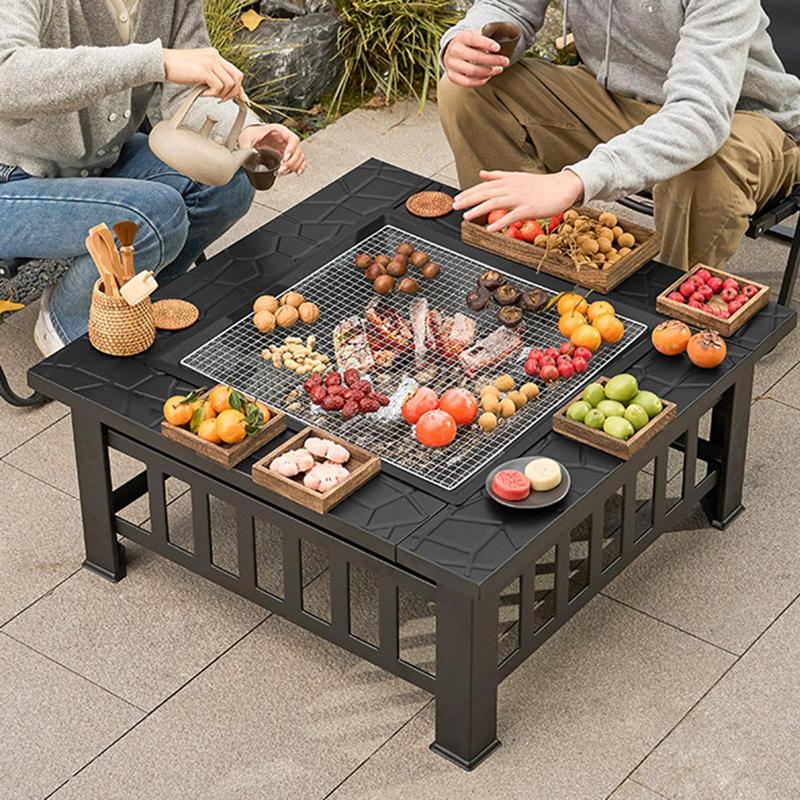 Outdoor Camping Fire Pit - Camping Brandhoutkachel Vierkant Vuurkorven BBQ Grillen
