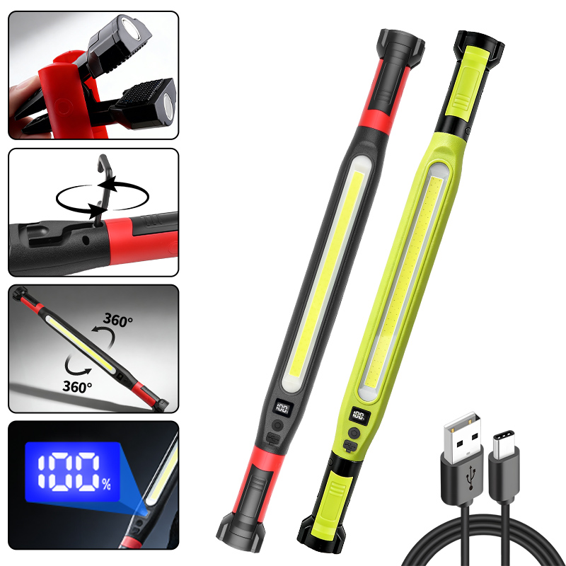 Outdoor Camping Lampe - COB-werklamp Type-C Oplaadbare magnetische waterdichte lange