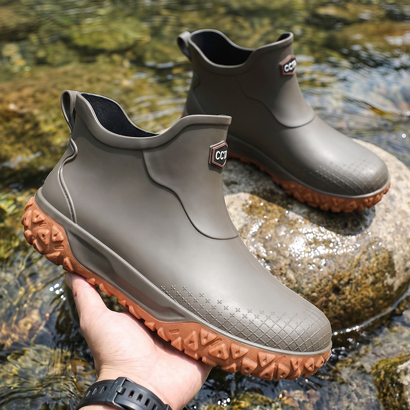 Outdoor Camping On Youtube - Korte buisvormige waterdichte antislip heren regenlaarzen