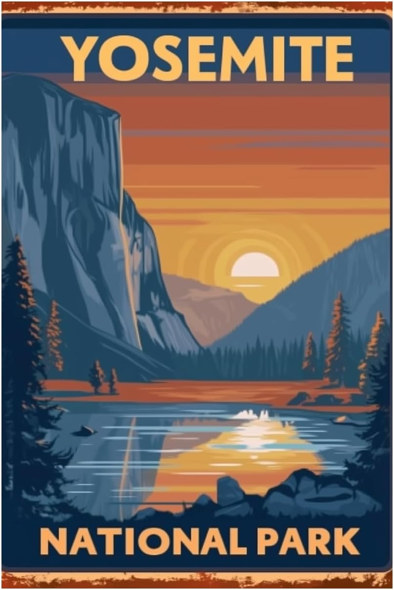 Outdoor Camping Yosemite - Wandelen-Camping Metalen bord Wanddecoratie-Poster, Yosemite National