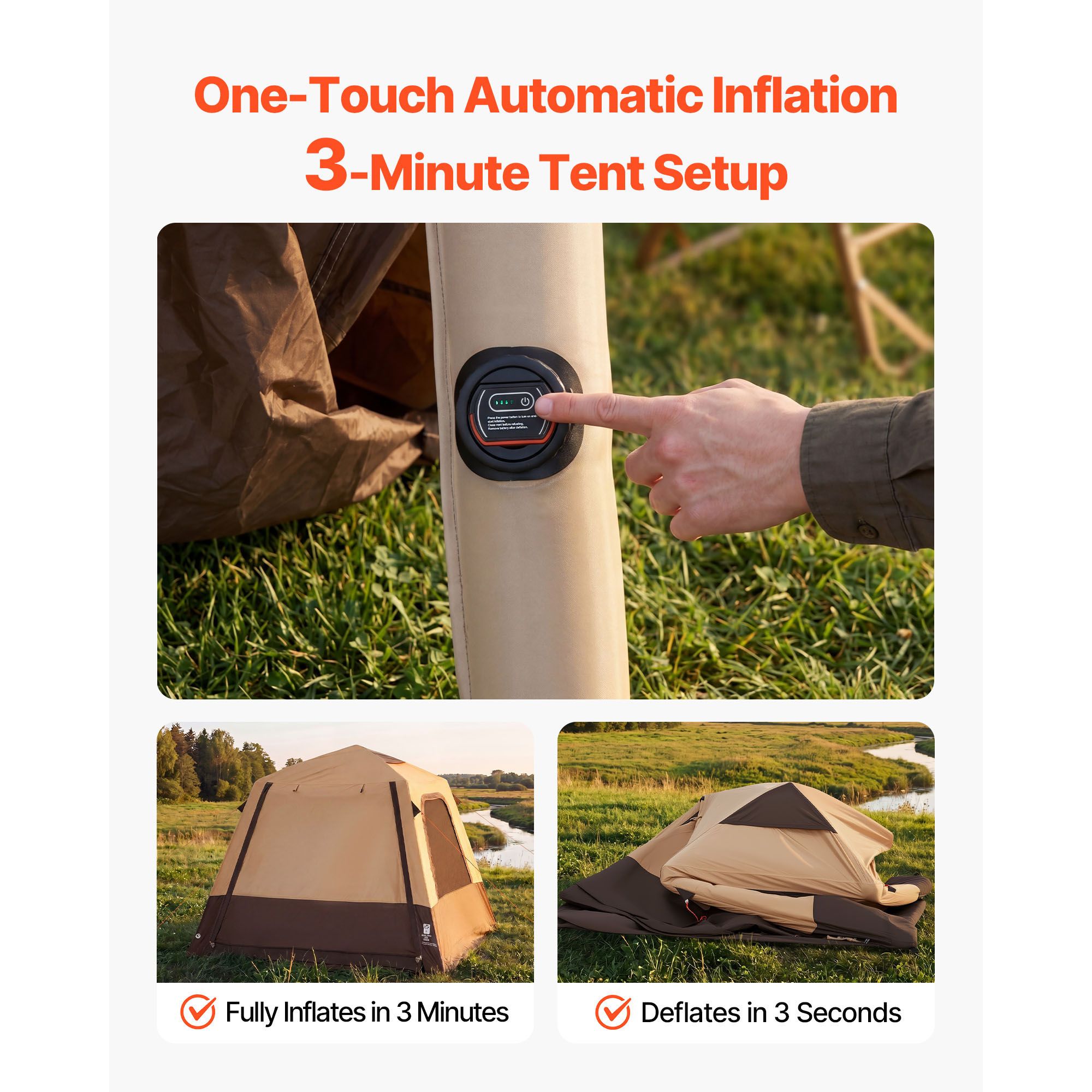 Campingtent, 4-persoons opblaa - Outdoor Camping On Youtube recensie en prijs
