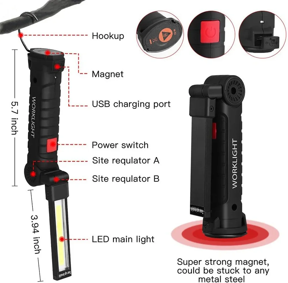 Draagbare COB LED-zaklamp USB  - Outdoor Camping Lampe recensie en prijs