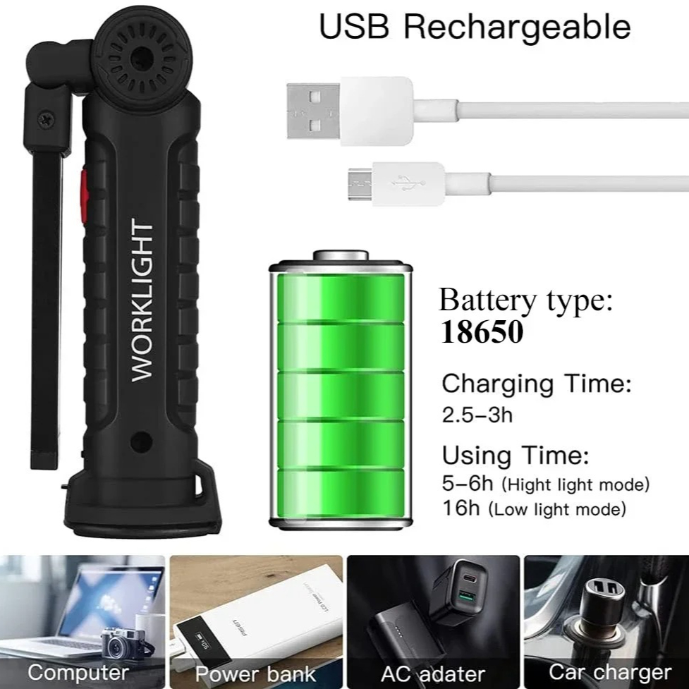 Draagbare COB LED-zaklamp USB  - Outdoor Camping Lampe recensie en prijs
