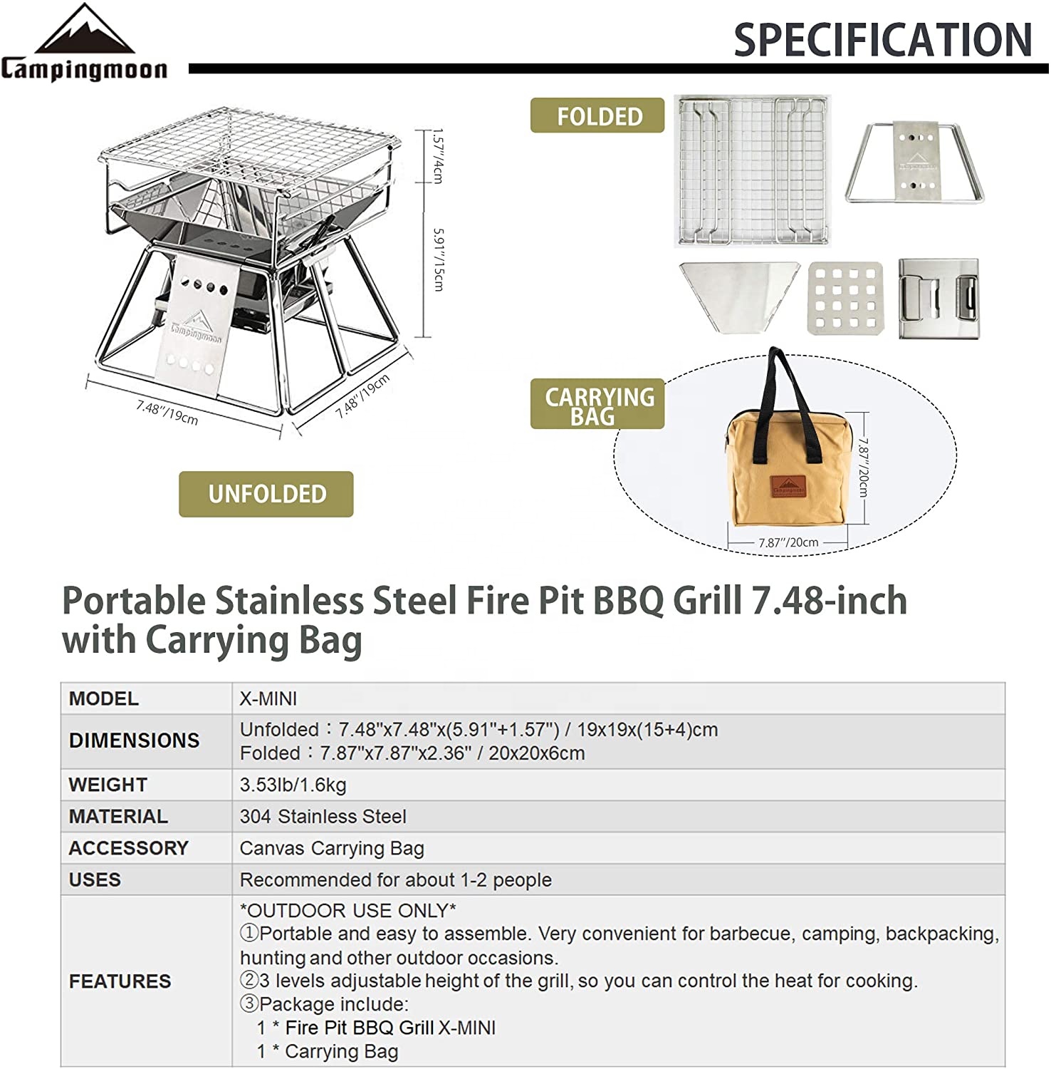 Campingmoon Outdoor Camping Bb - Outdoor Camping Fire Pit recensie en prijs